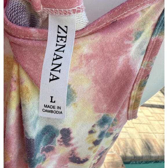 Zenana Tie Dye Slim Spaghetti Strap Sun Boho Maxi Dress L Large - Picture 2 of 5